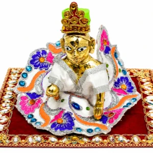 Handcrafted White Laddu Gopal Poshak Set with Crown