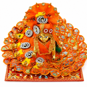 Laddu Gopal Saffron Orange Premium Designer Dress with Pagdi 00016287