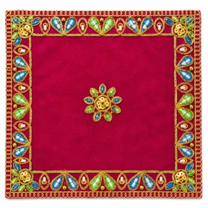 Maroon Velvet Deity Aasan Mat / Chowki - 4304