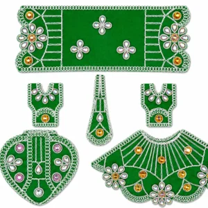 Green Radha Krishna Poshak Combo Set -4834