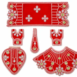 Maroon Radha Krishna Poshak Combo Set -4834