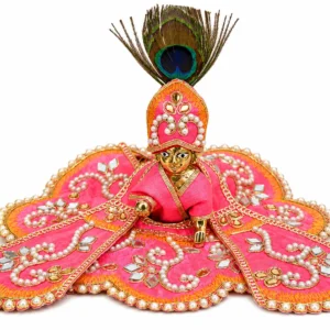 Designer Pink Laddu Gopal Pearl Dress - 5673