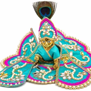 Designer Blue Laddu Gopal Pearl Dress - 5673