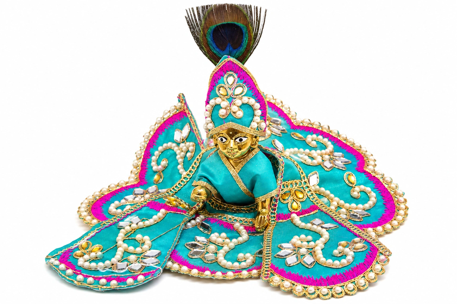 Designer Blue Laddu Gopal Pearl Dress - 5673