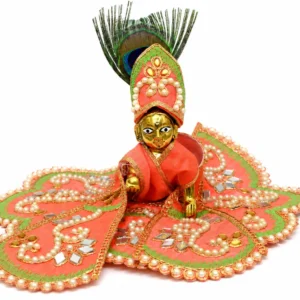 Premium Orange Pearl Laddu Gopal Dress - 5673