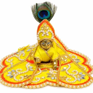 Premium Yellow Pearl Laddu Gopal Dress - 5673