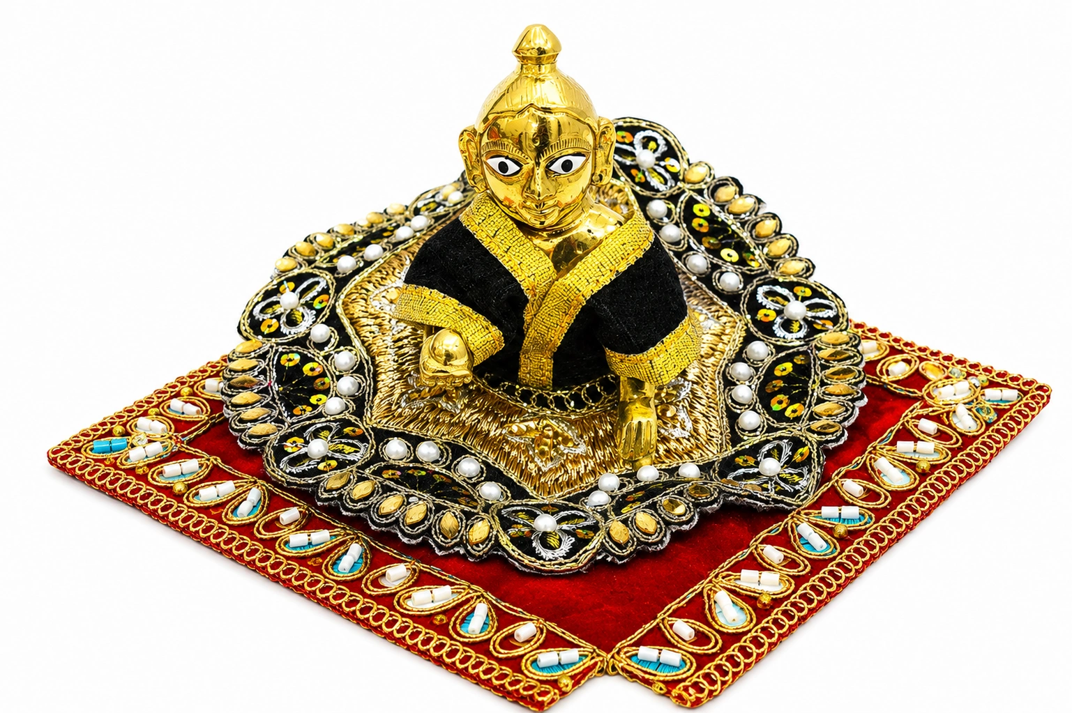 Black & Gold Premium Velvet Laddu Gopal Poshak